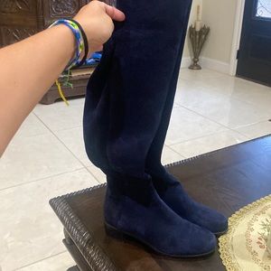 Stuart Weitzman blue leather ankle boots 7